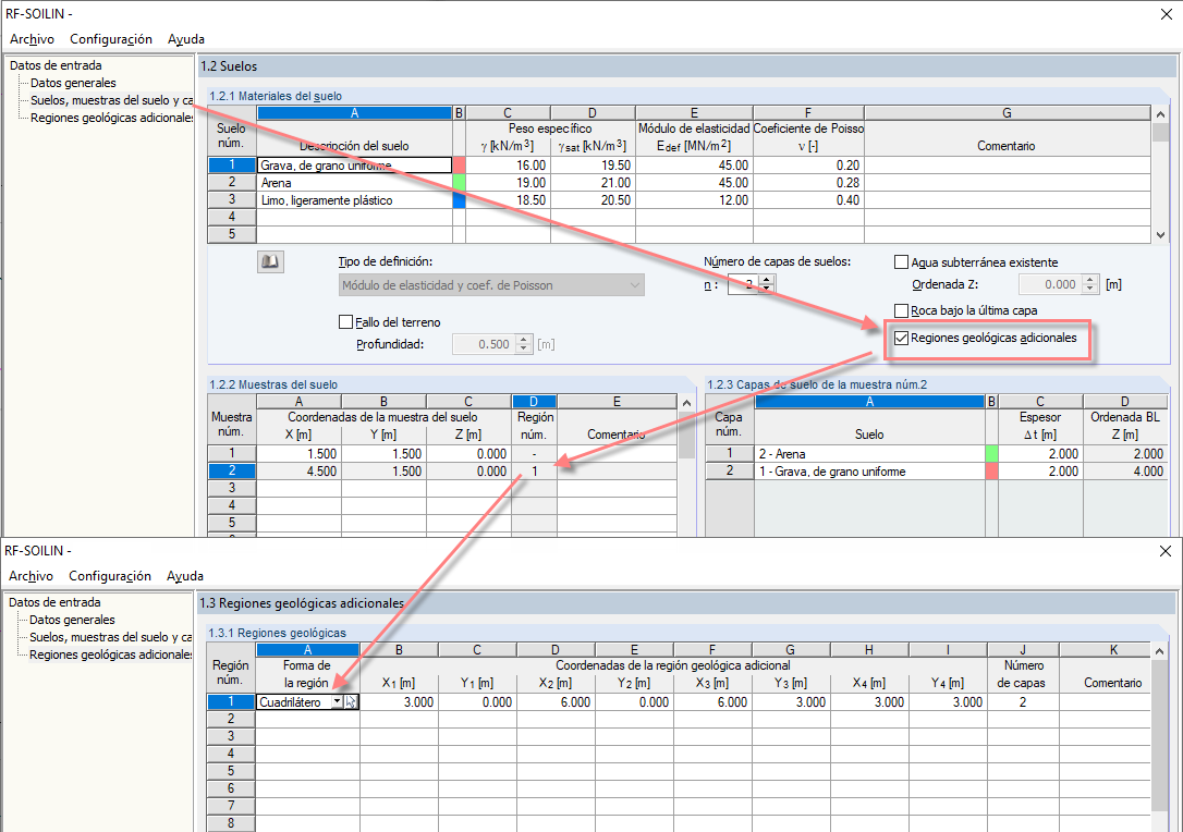 Entrar en una región geológica adicional