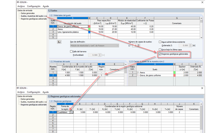 Entrar en una región geológica adicional