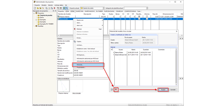 Gerente de proyectos: Eliminar historial