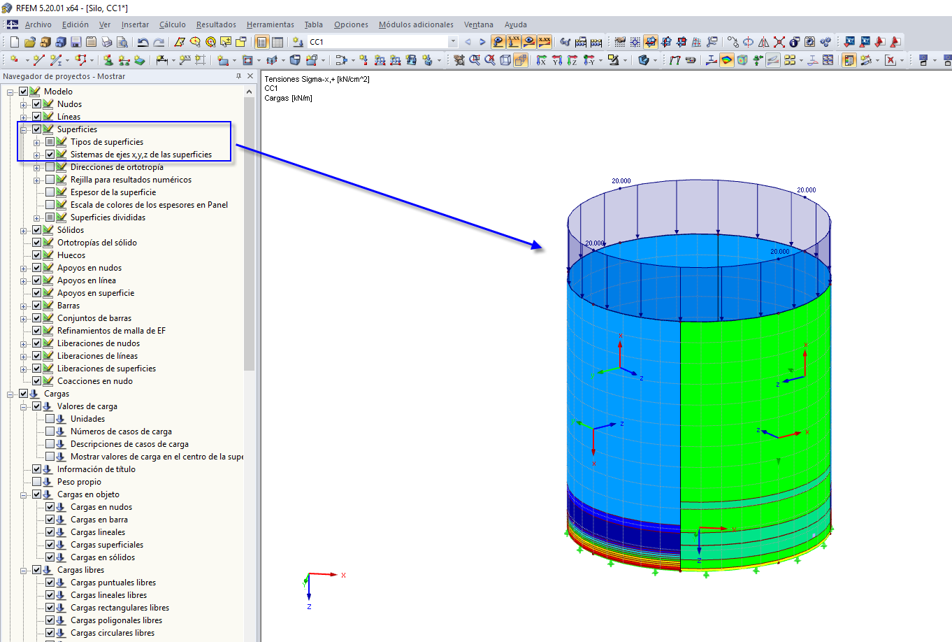 Sistema de ejes de superficie
