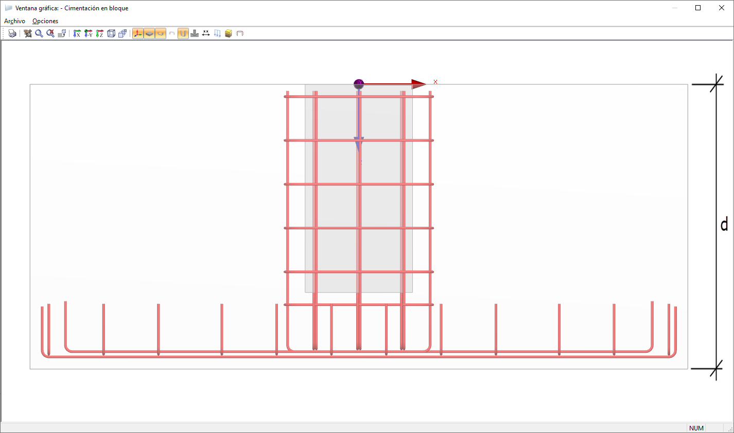 Profundidad estática d para el cálculo de una viga equivalente