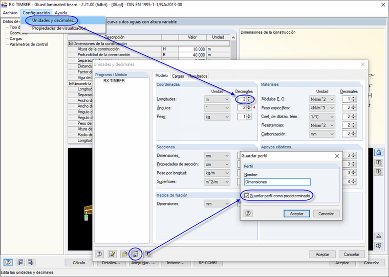 Configuración de decimales