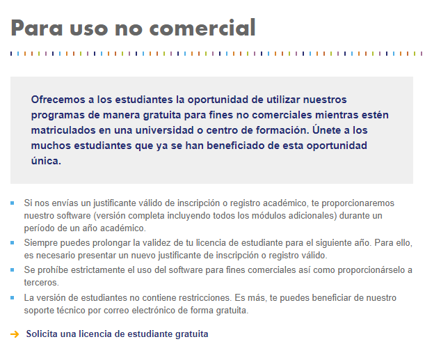 Condiciones de la versión para estudiantes