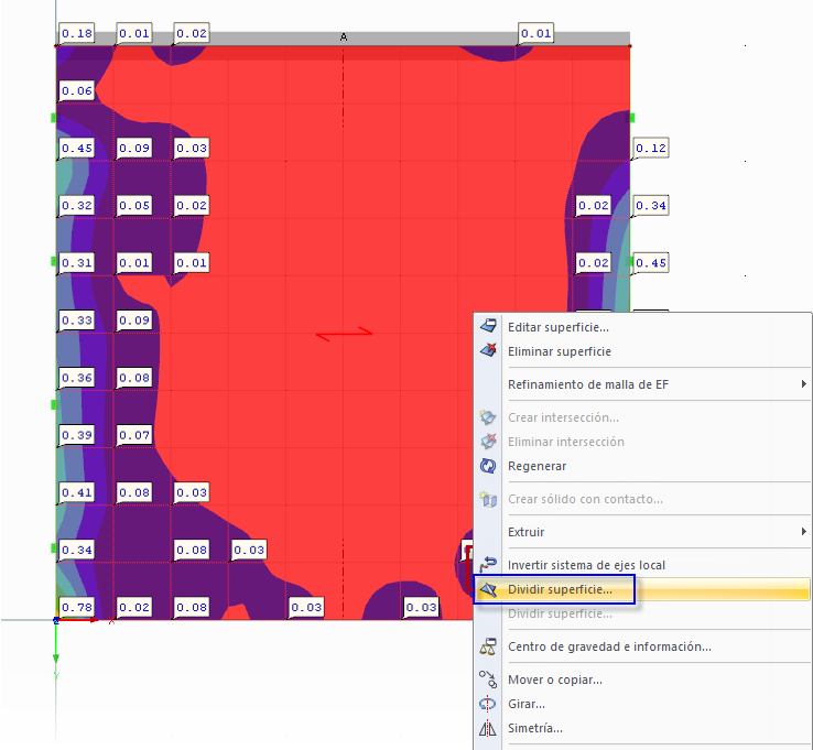 Función "Dividir superficie"