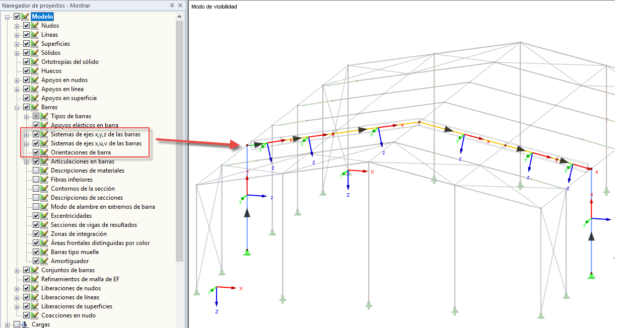 Orientación de la barra