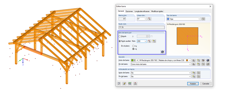 Definición del giro de barra en RSTAB y RFEM