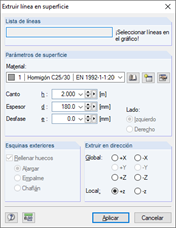 Extruir línea en superficie