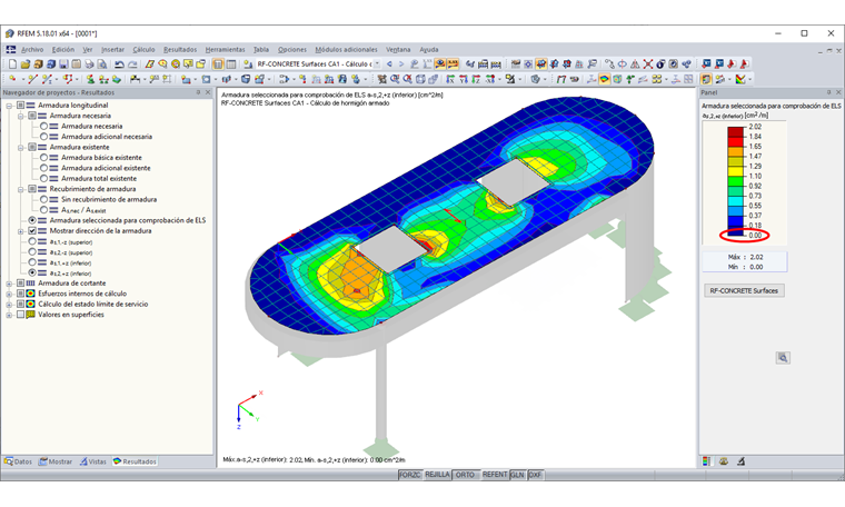 Armadura aplicada para comprobaciones de cálculo de SLS
