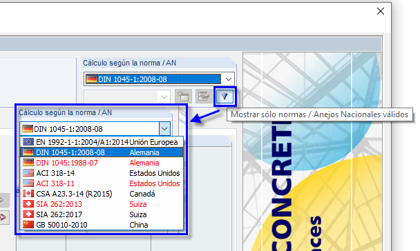 Visualización de normas no válidas