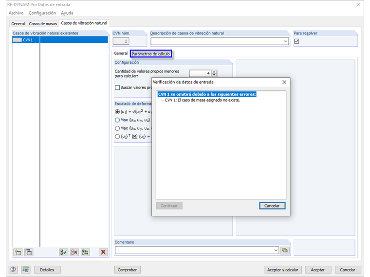 Información: "El caso de masas asignado no existe".