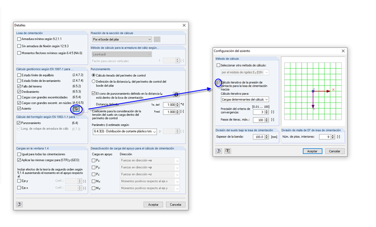 Configuración detallada para el cálculo de la liquidación