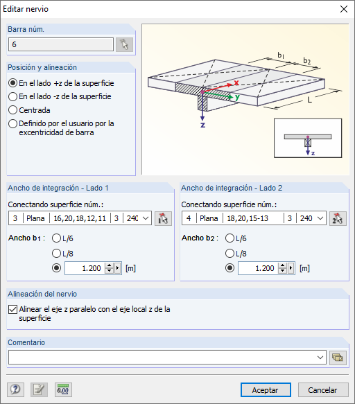 Visualización del nervio en RFEM
