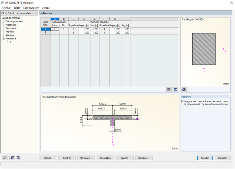 Visualización del nervio en RF-CONCRETE Members
