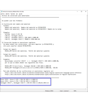 Tabla de conversión abierta con el editor
