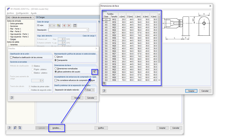 dimensiones de la llave