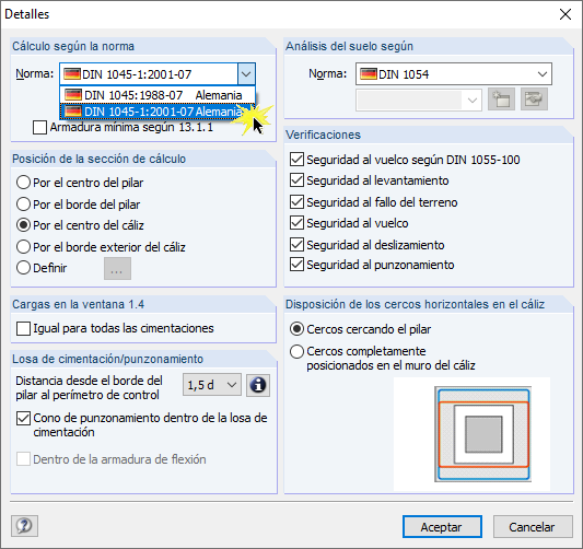 Selección de la norma de diseño