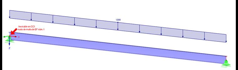 Sistema cinemático: viga de vano simple sin soporte empotrado