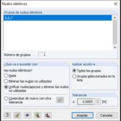 Resultado de la comprobación del modelo para nudos idénticos