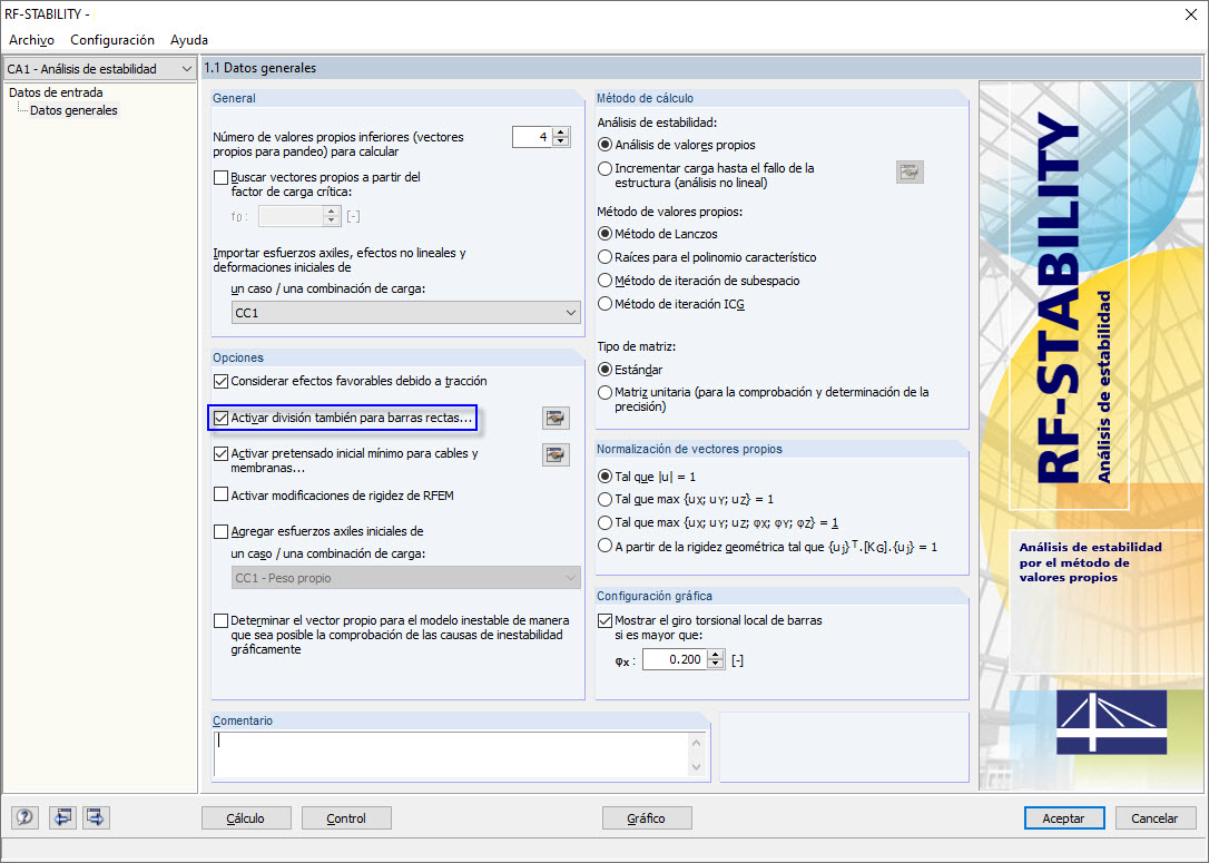 Activar división también para barras rectas en RF-STABILITY