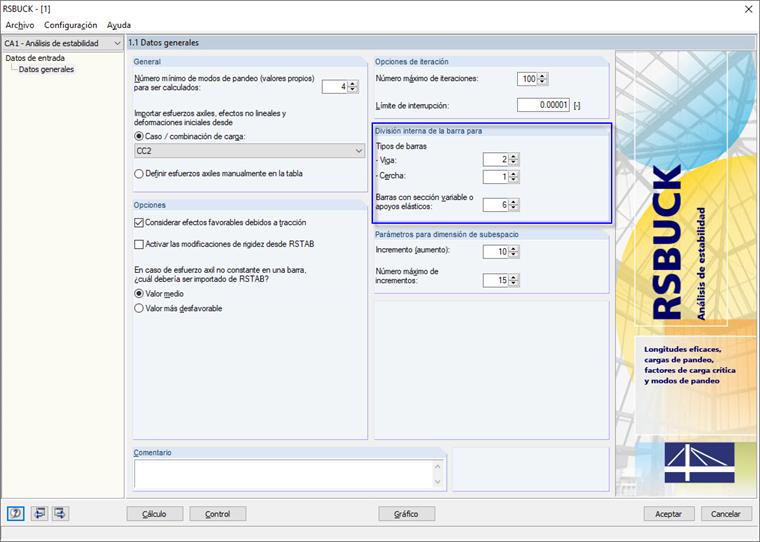 División de barras en RSBUCK