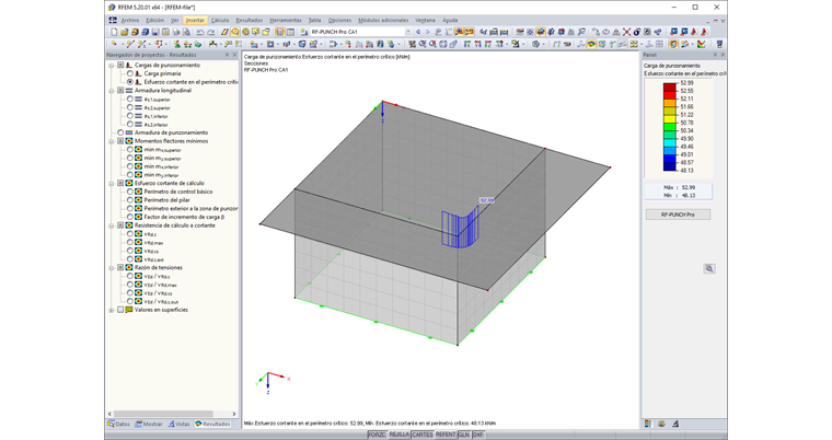 Distribución de esfuerzos cortantes en el perímetro de control básico en la esquina del muro