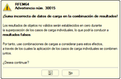 Advertencia núm. 30015 antes de iniciar el cálculo