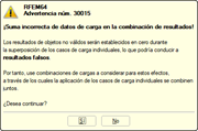 Advertencia núm. 30015 antes de iniciar el cálculo