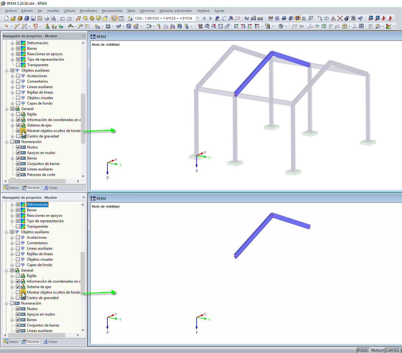 mostrar objetos ocultos en el fondo