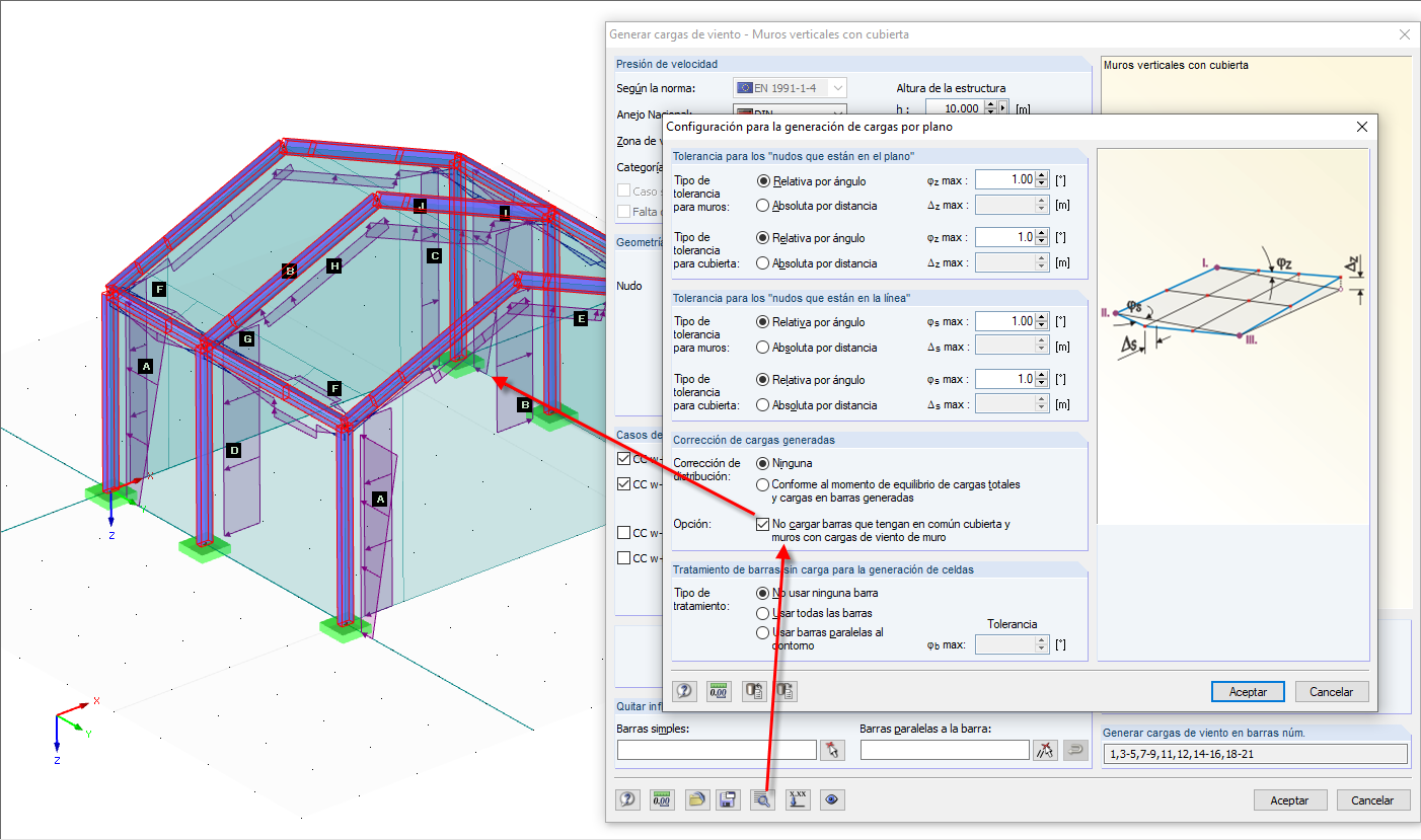corrección de las cargas generadas