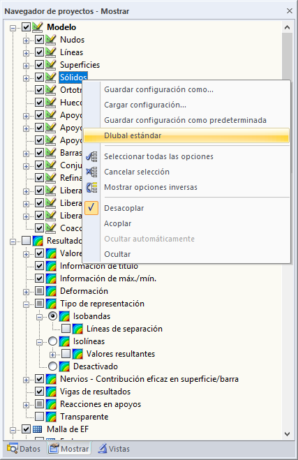 Restablecimiento de la configuración en el navegador de pantalla