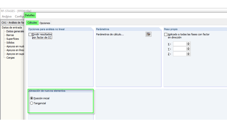 alineación de elementos nuevos