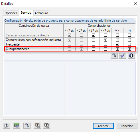 Configuración de la situación de proyecto para comprobar el ELS
