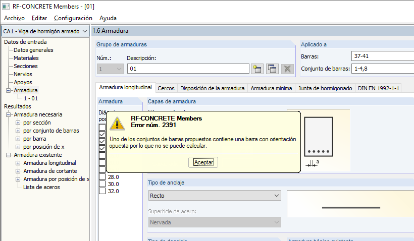 Mensaje de error núm. 2391