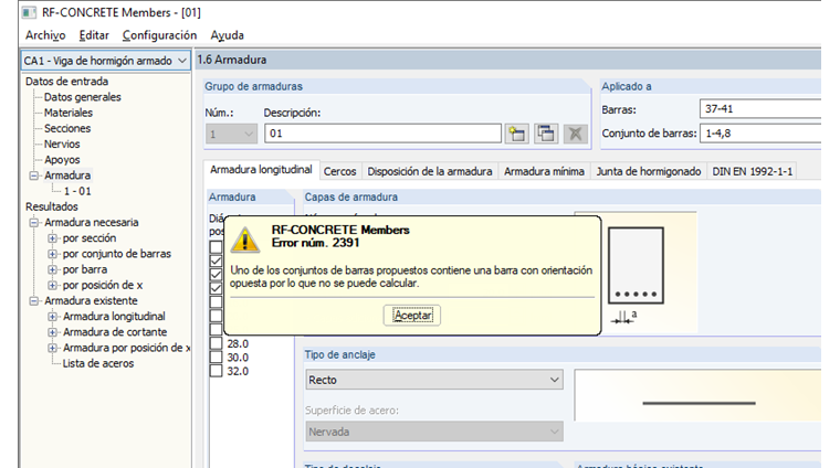 Mensaje de error núm. 2391