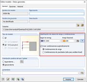 Cuadro de diálogo con los datos generales del modelo