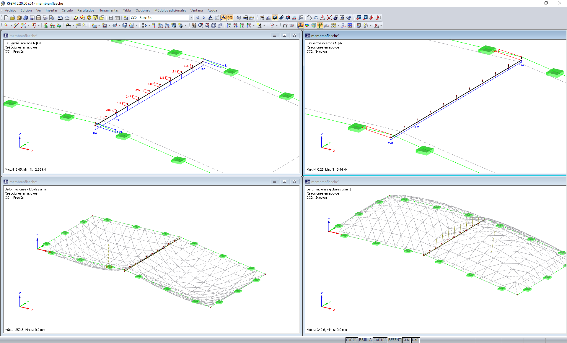 Efecto del modelado de contactos