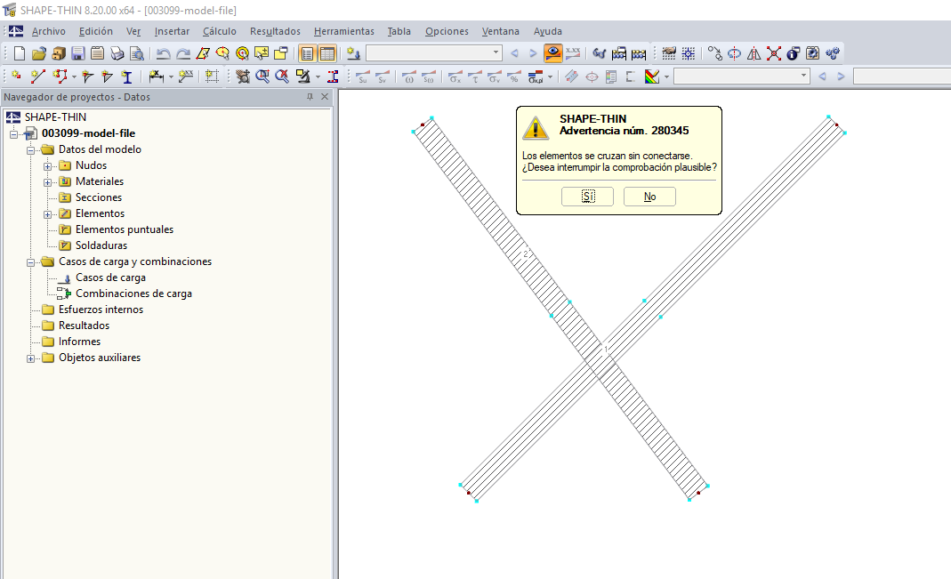 Advertencia núm. 280345: Los elementos se cruzan sin conexión
