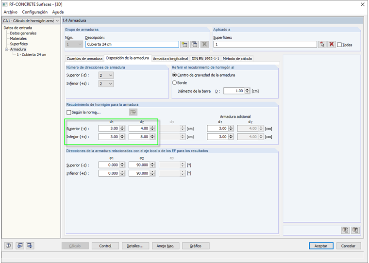 Definición de un recubrimiento de hormigón para un diseño de ELU puro