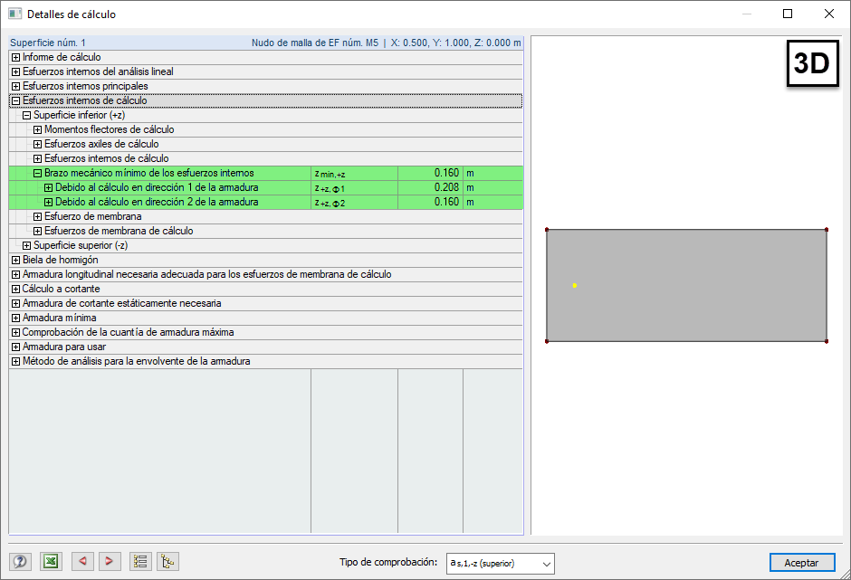 Detalles del cálculo - brazo mecánico para lámina 3D