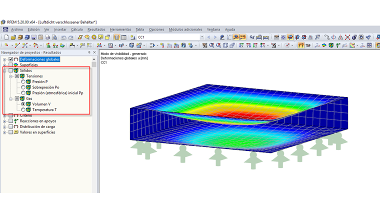 Vista del interior del objeto deformado