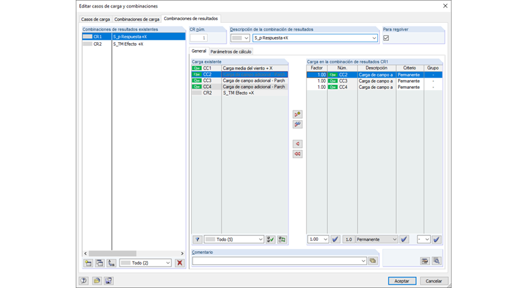 Casos de carga característicos