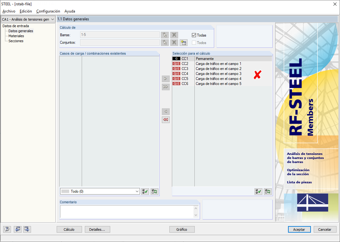 Diseño con casos de carga
