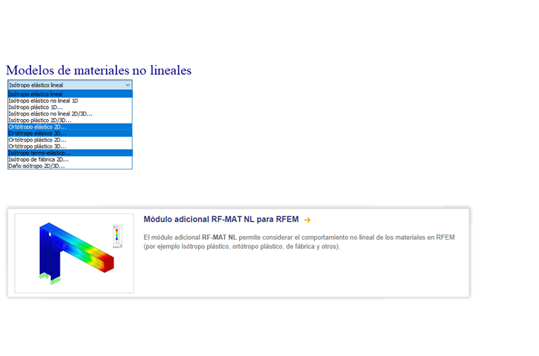 Modelos de materiales en RFEM