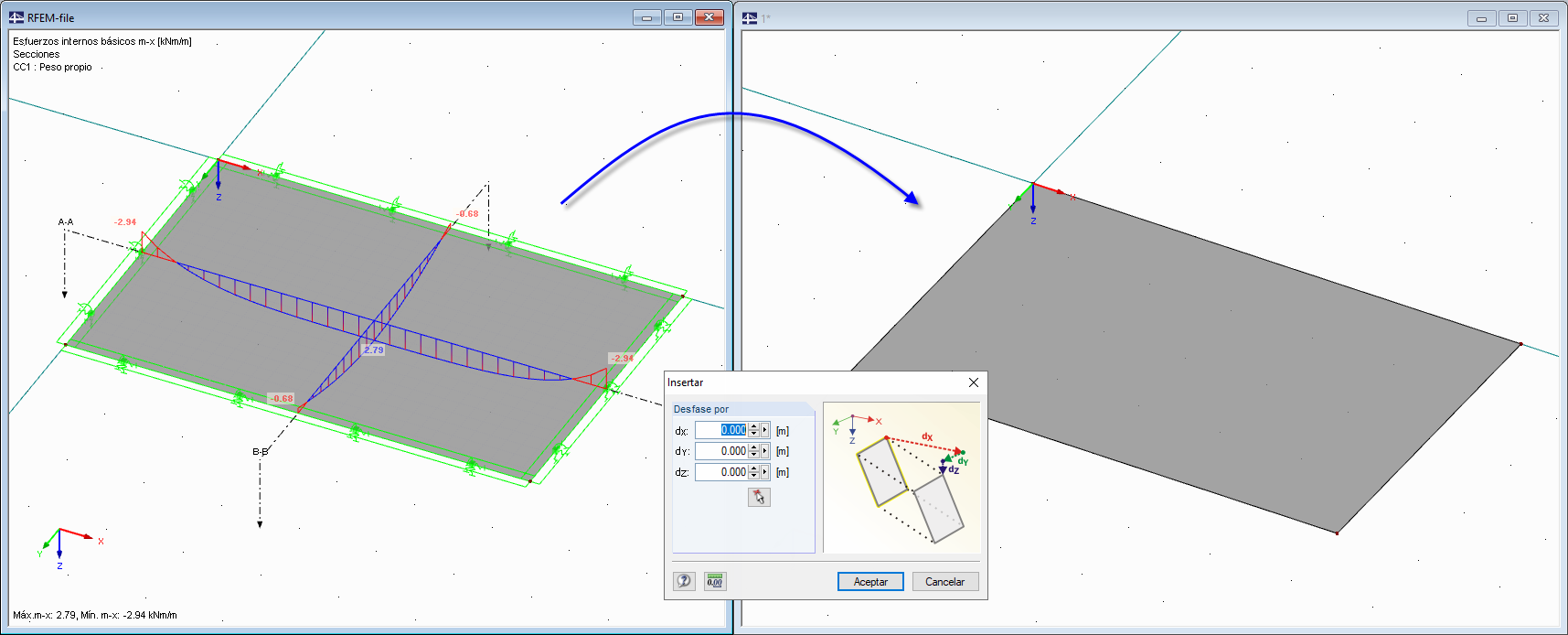 Transferencia de secciones usando copiar e insertar