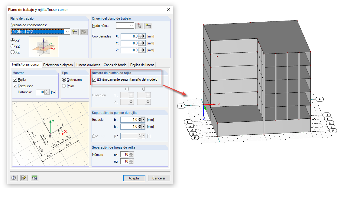 Ajustar la rejilla al tamaño del modelo