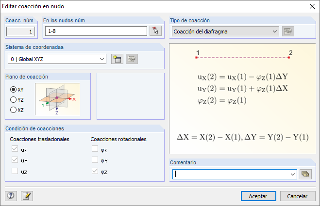 Definición de la coacción en nudo