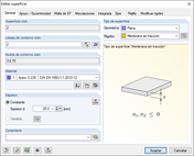 Tipo de rigidez de la superficie "Membrana sin tracción"