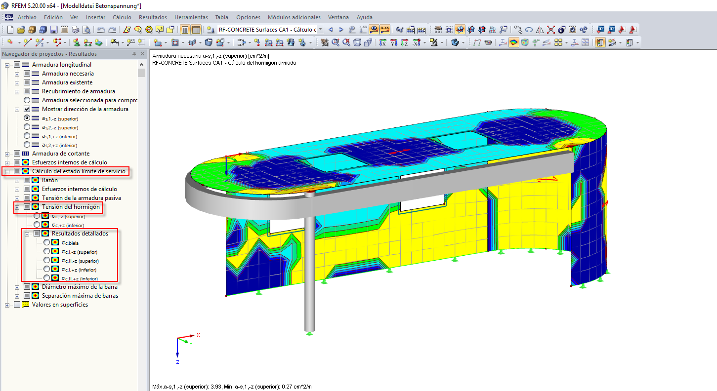 Visualización de tensiones en el hormigón