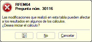 Consulta para reiniciar el cálculo después del ajuste de la armadura