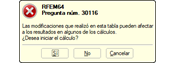 Consulta para reiniciar el cálculo después del ajuste de la armadura